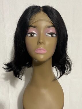 Short Black Bob Wig 100% Human Hair 4x4 Lace Closure Wear & Go Wig 10” Glue-less